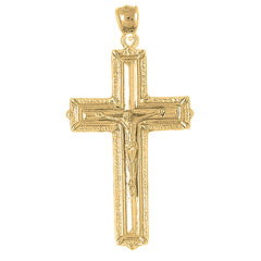 Yellow Gold-plated Silver Crucifix Pendant