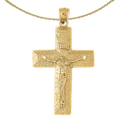 Sterling Silver Crucifix Pendant (Rhodium or Yellow Gold-plated)