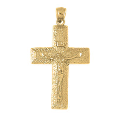 Yellow Gold-plated Silver Crucifix Pendant