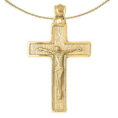 Sterling Silver Crucifix Pendant (Rhodium or Yellow Gold-plated)