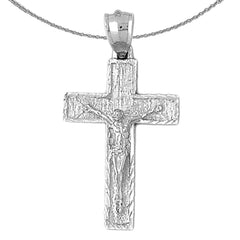 Sterling Silver Crucifix Pendant (Rhodium or Yellow Gold-plated)