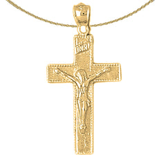 Sterling Silver Crucifix Pendant (Rhodium or Yellow Gold-plated)