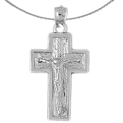 Sterling Silver Crucifix Pendant (Rhodium or Yellow Gold-plated)