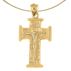 Colgante de crucifijo de plata de ley (bañado en rodio o oro amarillo)