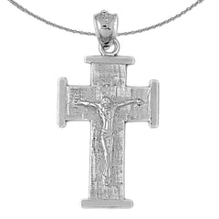 Sterling Silver Crucifix Pendant (Rhodium or Yellow Gold-plated)