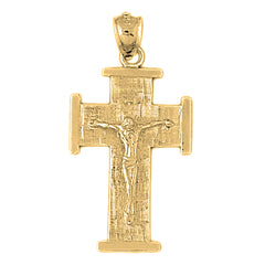 Yellow Gold-plated Silver Crucifix Pendant