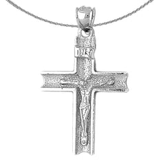 Sterling Silver Crucifix Pendant (Rhodium or Yellow Gold-plated)