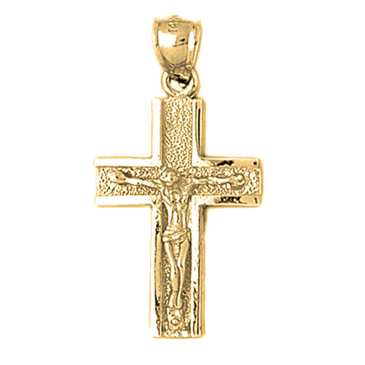 Yellow Gold-plated Silver Crucifix Pendant