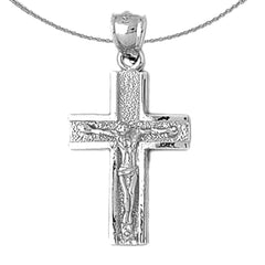 Sterling Silver Crucifix Pendant (Rhodium or Yellow Gold-plated)