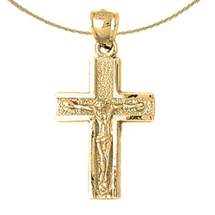Sterling Silver Crucifix Pendant (Rhodium or Yellow Gold-plated)