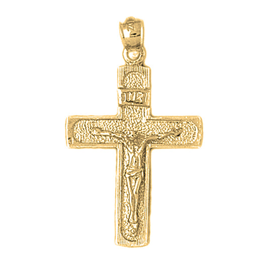 Yellow Gold-plated Silver Crucifix Pendant