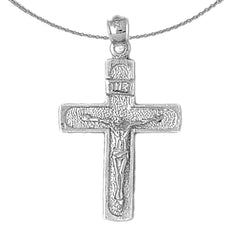 Sterling Silver Crucifix Pendant (Rhodium or Yellow Gold-plated)