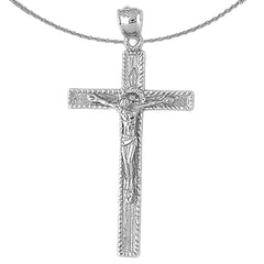 Sterling Silver Crucifix Pendant (Rhodium or Yellow Gold-plated)