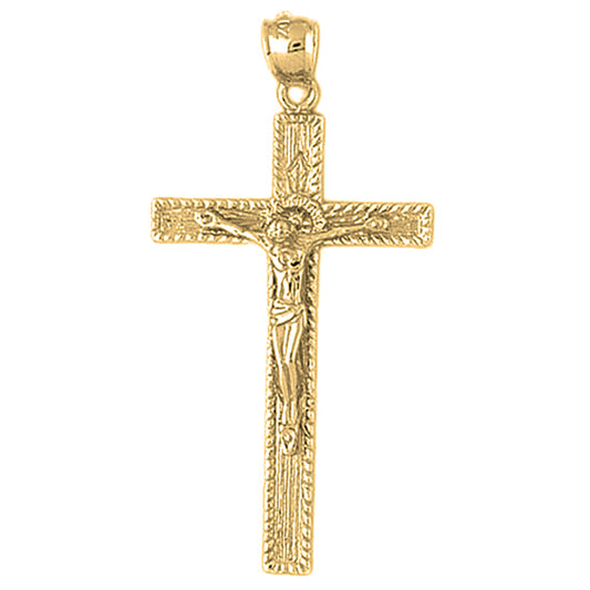 Yellow Gold-plated Silver Crucifix Pendant