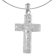 Sterling Silver Crucifix Pendant (Rhodium or Yellow Gold-plated)