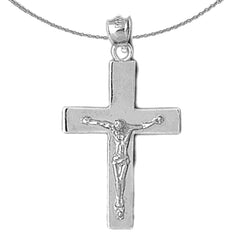 Sterling Silver Crucifix Pendant (Rhodium or Yellow Gold-plated)