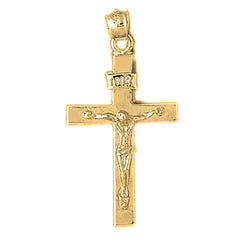 Yellow Gold-plated Silver Crucifix Pendant