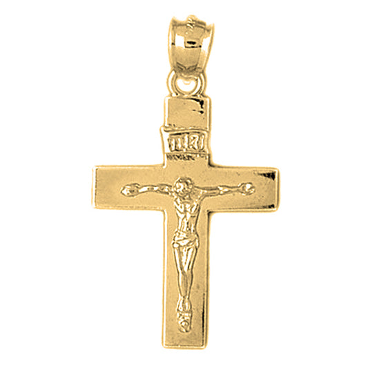 Yellow Gold-plated Silver Crucifix Pendant