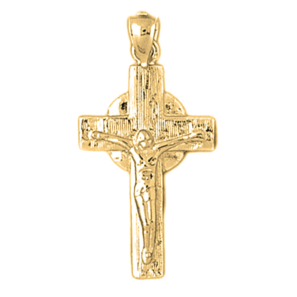 Yellow Gold-plated Silver Crucifix Pendant