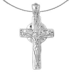 Sterling Silver Crucifix Pendant (Rhodium or Yellow Gold-plated)