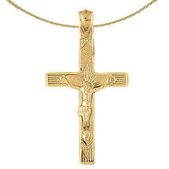 Sterling Silver Crucifix Pendant (Rhodium or Yellow Gold-plated)