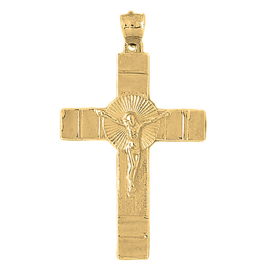 Yellow Gold-plated Silver Crucifix Pendant