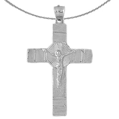 Sterling Silver Crucifix Pendant (Rhodium or Yellow Gold-plated)