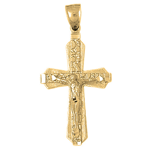 10K, 14K or 18K Gold Nugget Crucifix Pendant