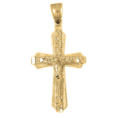 Yellow Gold-plated Silver Crucifix Pendant