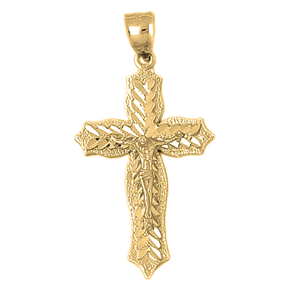 Yellow Gold-plated Silver Crucifix Pendant