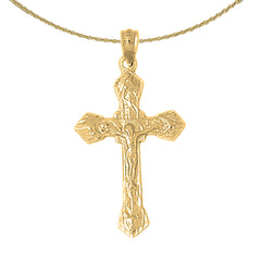 Sterling Silver Crucifix Pendant (Rhodium or Yellow Gold-plated)