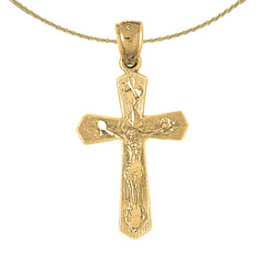 Sterling Silver Crucifix Pendant (Rhodium or Yellow Gold-plated)