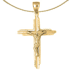 Sterling Silver Crucifix Pendant (Rhodium or Yellow Gold-plated)