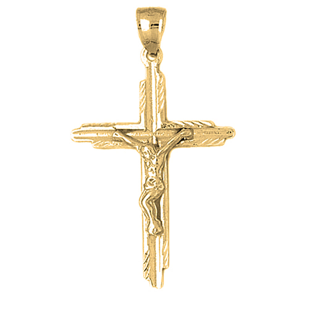 Yellow Gold-plated Silver Crucifix Pendant