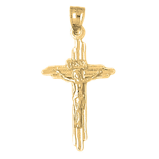 Yellow Gold-plated Silver Crucifix Pendant