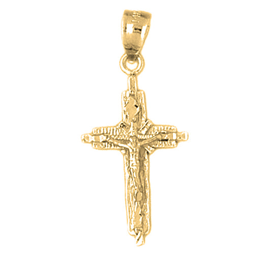 Yellow Gold-plated Silver Crucifix Pendant