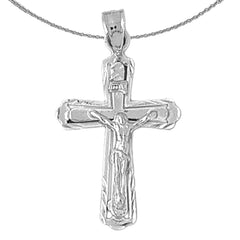 Sterling Silver Crucifix Pendant (Rhodium or Yellow Gold-plated)