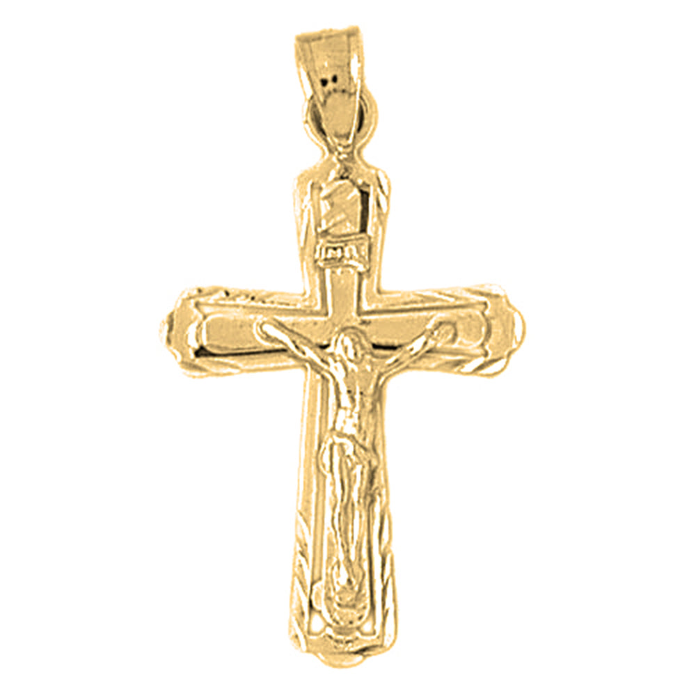 Yellow Gold-plated Silver Crucifix Pendant