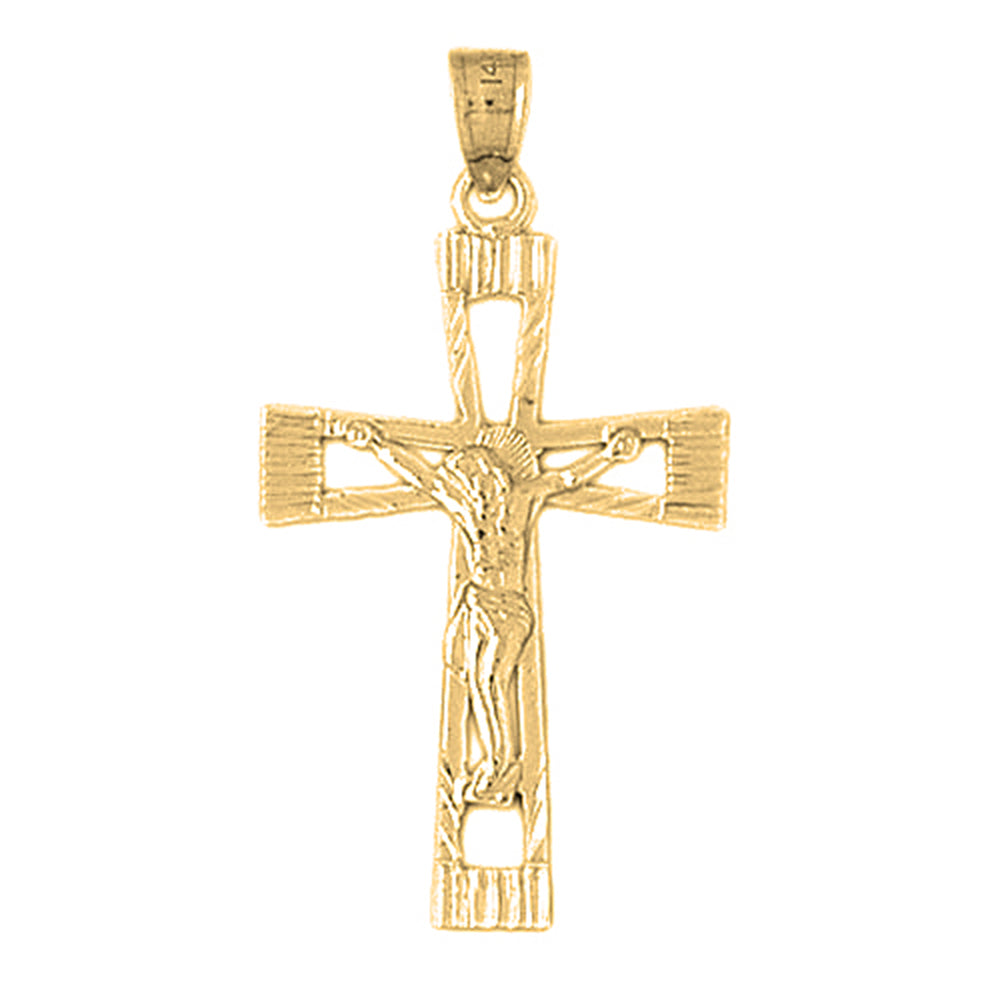 Yellow Gold-plated Silver Crucifix Pendant