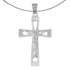 Sterling Silver Crucifix Pendant (Rhodium or Yellow Gold-plated)