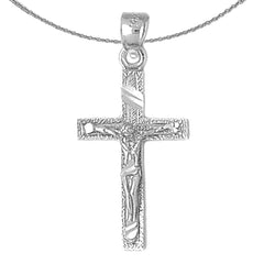 Sterling Silver Crucifix Pendant (Rhodium or Yellow Gold-plated)