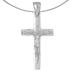 Sterling Silver Crucifix Pendant (Rhodium or Yellow Gold-plated)