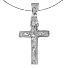 Sterling Silver Crucifix Pendant (Rhodium or Yellow Gold-plated)