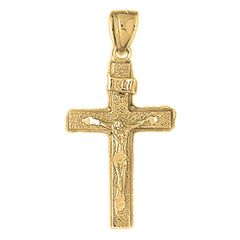 Yellow Gold-plated Silver Crucifix Pendant