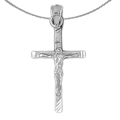 Sterling Silver Crucifix Pendant (Rhodium or Yellow Gold-plated)