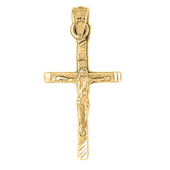 Yellow Gold-plated Silver Crucifix Pendant