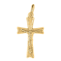 Yellow Gold-plated Silver Crucifix Pendant