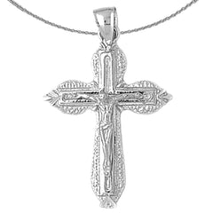 Sterling Silver Crucifix Pendant (Rhodium or Yellow Gold-plated)