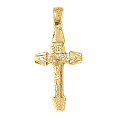 Yellow Gold-plated Silver Crucifix Pendant