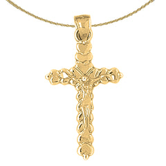 Sterling Silver Crucifix Pendant (Rhodium or Yellow Gold-plated)